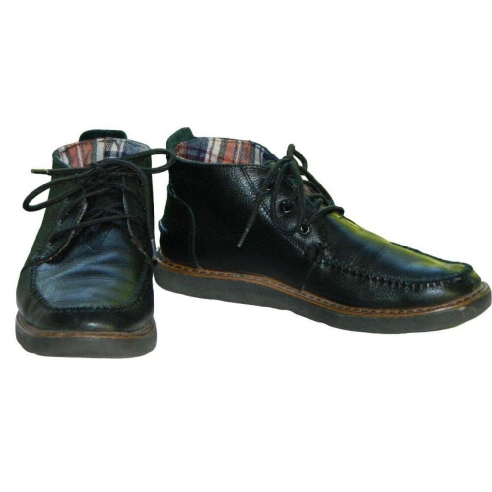 Leather Black Chukka Ankle TOMS Lace Up Casual  Boot Size 7M US